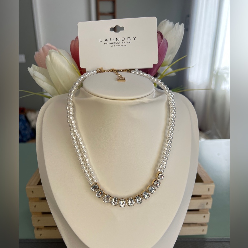 Laundry by Shelli Segal Double Layer Faux Pearl/Crystal Necklace